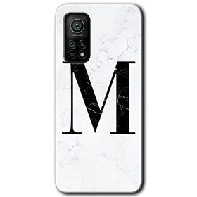 Gramaphone Mi 10T Hd Desen Baskılı Arka Kapak Beyaz Mermer Desenli M Harfi Kılıf