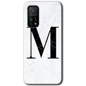 Gramaphone Mi 10T Hd Desen Baskılı Arka Kapak Beyaz Mermer Desenli M Harfi Kılıf