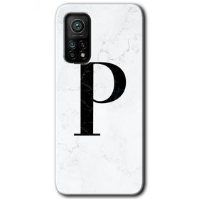 Gramaphone Mi 10T Hd Desen Baskılı Arka Kapak Beyaz Mermer Desenli P Harfi Kılıf
