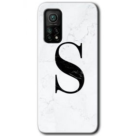 Gramaphone Mi 10T Hd Desen Baskılı Arka Kapak Beyaz Mermer Desenli S Harfi Kılıf