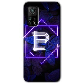 Gramaphone Mi 10T Hd Desen Baskılı Arka Kapak Dark Neon Yaprak B Harfi Kılıf