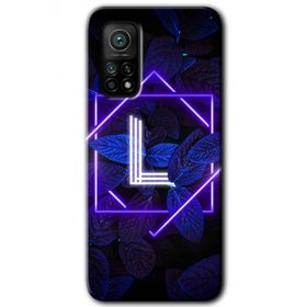 Gramaphone Mi 10T Hd Desen Baskılı Arka Kapak Dark Neon Yaprak L Harfi Kılıf