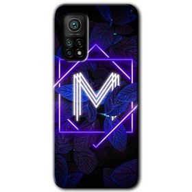 Gramaphone Mi 10T Hd Desen Baskılı Arka Kapak Dark Neon Yaprak M Harfi Kılıf