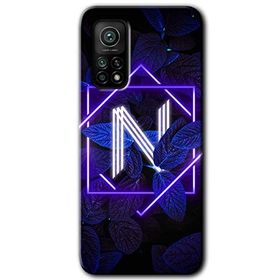 Gramaphone Mi 10T Hd Desen Baskılı Arka Kapak Dark Neon Yaprak N Harfi Kılıf