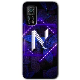Gramaphone Mi 10T Hd Desen Baskılı Arka Kapak Dark Neon Yaprak N Harfi Kılıf