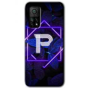 Gramaphone Mi 10T Hd Desen Baskılı Arka Kapak Dark Neon Yaprak P Harfi Kılıf