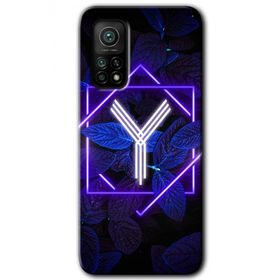 Gramaphone Mi 10T Hd Desen Baskılı Arka Kapak Dark Neon Yaprak Y Harfi Kılıf