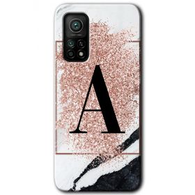 Gramaphone Mi 10T Hd Desen Baskılı Arka Kapak Pembe Mermer Desenli A Harfi Kılıf