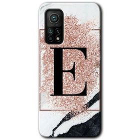 Gramaphone Mi 10T Hd Desen Baskılı Arka Kapak Pembe Mermer Desenli E Harfi Kılıf
