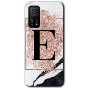 Gramaphone Mi 10T Hd Desen Baskılı Arka Kapak Pembe Mermer Desenli E Harfi Kılıf