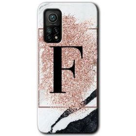 Gramaphone Mi 10T Hd Desen Baskılı Arka Kapak Pembe Mermer Desenli F Harfi Kılıf