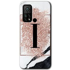 Gramaphone Mi 10T Hd Desen Baskılı Arka Kapak Pembe Mermer Desenli I Harfi Kılıf