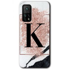 Gramaphone Mi 10T Hd Desen Baskılı Arka Kapak Pembe Mermer Desenli K Harfi Kılıf