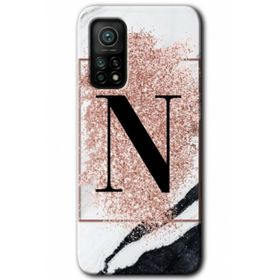 Gramaphone Mi 10T Hd Desen Baskılı Arka Kapak Pembe Mermer Desenli N Harfi Kılıf
