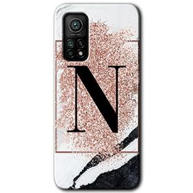 Gramaphone Mi 10T Hd Desen Baskılı Arka Kapak Pembe Mermer Desenli N Harfi Kılıf
