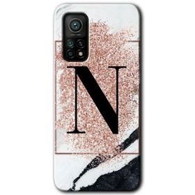 Gramaphone Mi 10T Hd Desen Baskılı Arka Kapak Pembe Mermer Desenli N Harfi Kılıf