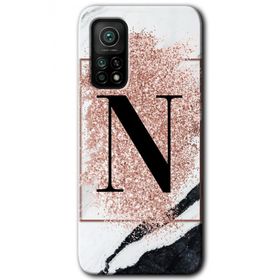 Gramaphone Mi 10T Hd Desen Baskılı Arka Kapak Pembe Mermer Desenli N Harfi Kılıf