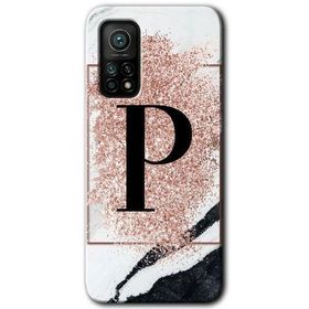 Gramaphone Mi 10T Hd Desen Baskılı Arka Kapak Pembe Mermer Desenli P Harfi Kılıf