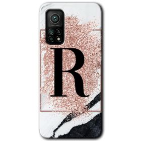 Gramaphone Mi 10T Hd Desen Baskılı Arka Kapak Pembe Mermer Desenli R Harfi Kılıf