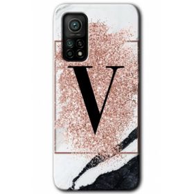 Gramaphone Mi 10T Hd Desen Baskılı Arka Kapak Pembe Mermer Desenli V Harfi Kılıf
