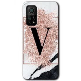 Gramaphone Mi 10T Hd Desen Baskılı Arka Kapak Pembe Mermer Desenli V Harfi Kılıf