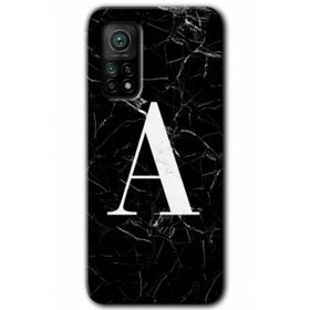 Gramaphone Mi 10T Hd Desen Baskılı Arka Kapak Siyah Mermer Desenli A Harfi Kılıf