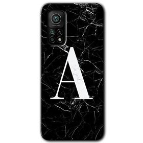 Gramaphone Mi 10T Hd Desen Baskılı Arka Kapak Siyah Mermer Desenli A Harfi Kılıf