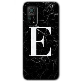 Gramaphone Mi 10T Hd Desen Baskılı Arka Kapak Siyah Mermer Desenli E Harfi Kılıf