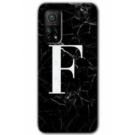 Gramaphone Mi 10T Hd Desen Baskılı Arka Kapak Siyah Mermer Desenli F Harfi Kılıf