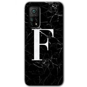 Gramaphone Mi 10T Hd Desen Baskılı Arka Kapak Siyah Mermer Desenli F Harfi Kılıf