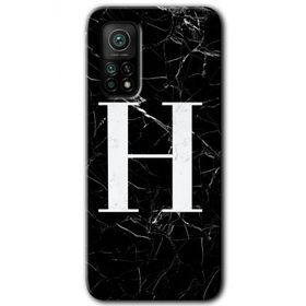 Gramaphone Mi 10T Hd Desen Baskılı Arka Kapak Siyah Mermer Desenli H Harfi Kılıf