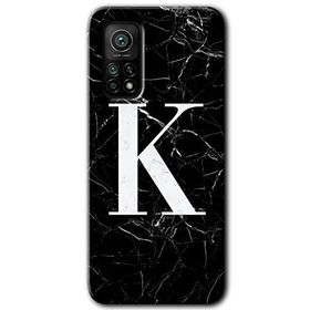 Gramaphone Mi 10T Hd Desen Baskılı Arka Kapak Siyah Mermer Desenli K Harfi Kılıf