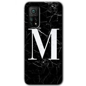 Gramaphone Mi 10T Hd Desen Baskılı Arka Kapak Siyah Mermer Desenli M Harfi Kılıf
