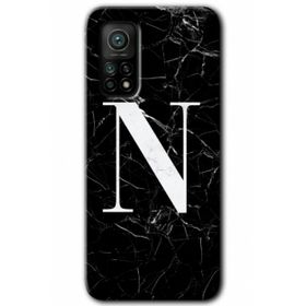 Gramaphone Mi 10T Hd Desen Baskılı Arka Kapak Siyah Mermer Desenli N Harfi Kılıf