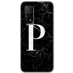 Gramaphone Mi 10T Hd Desen Baskılı Arka Kapak Siyah Mermer Desenli P Harfi Kılıf