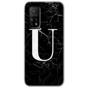 Gramaphone Mi 10T Hd Desen Baskılı Arka Kapak Siyah Mermer Desenli U Harfi Kılıf
