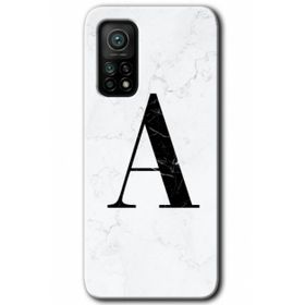 Gramaphone Mi 10T Pro Hd Desen Baskılı Arka Kapak Beyaz Mermer Desenli A Harfi Kılıf