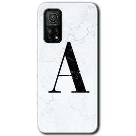 Gramaphone Mi 10T Pro Hd Desen Baskılı Arka Kapak Beyaz Mermer Desenli A Harfi Kılıf