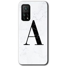 Gramaphone Mi 10T Pro Hd Desen Baskılı Arka Kapak Beyaz Mermer Desenli A Harfi Kılıf