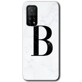 Gramaphone Mi 10T Pro Hd Desen Baskılı Arka Kapak Beyaz Mermer Desenli B Harfi Kılıf