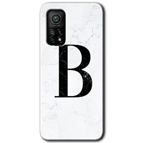 Gramaphone Mi 10T Pro Hd Desen Baskılı Arka Kapak Beyaz Mermer Desenli B Harfi Kılıf