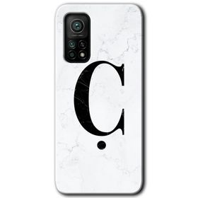 Gramaphone Mi 10T Pro Hd Desen Baskılı Arka Kapak Beyaz Mermer Desenli C Harfi Kılıf