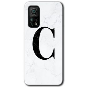 Gramaphone Mi 10T Pro Hd Desen Baskılı Arka Kapak Beyaz Mermer Desenli C Harfi Kılıf