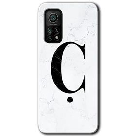 Gramaphone Mi 10T Pro Hd Desen Baskılı Arka Kapak Beyaz Mermer Desenli C Harfi Kılıf