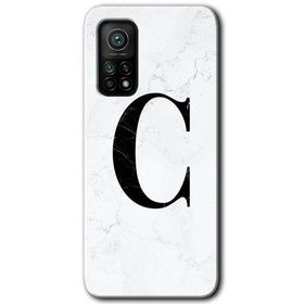 Gramaphone Mi 10T Pro Hd Desen Baskılı Arka Kapak Beyaz Mermer Desenli C Harfi Kılıf