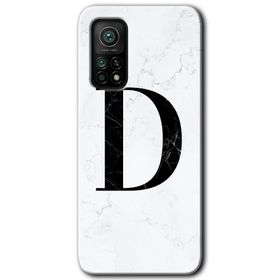 Gramaphone Mi 10T Pro Hd Desen Baskılı Arka Kapak Beyaz Mermer Desenli D Harfi Kılıf