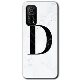 Gramaphone Mi 10T Pro Hd Desen Baskılı Arka Kapak Beyaz Mermer Desenli D Harfi Kılıf