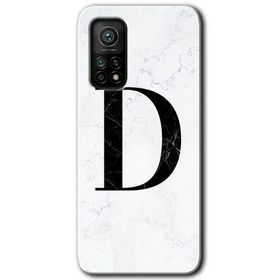 Gramaphone Mi 10T Pro Hd Desen Baskılı Arka Kapak Beyaz Mermer Desenli D Harfi Kılıf