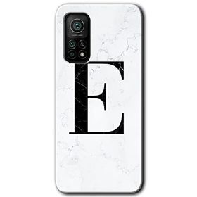 Gramaphone Mi 10T Pro Hd Desen Baskılı Arka Kapak Beyaz Mermer Desenli E Harfi Kılıf
