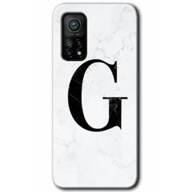 Gramaphone Mi 10T Pro Hd Desen Baskılı Arka Kapak Beyaz Mermer Desenli G Harfi Kılıf